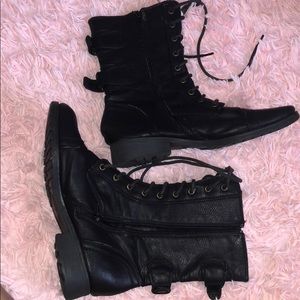 Black combat boots